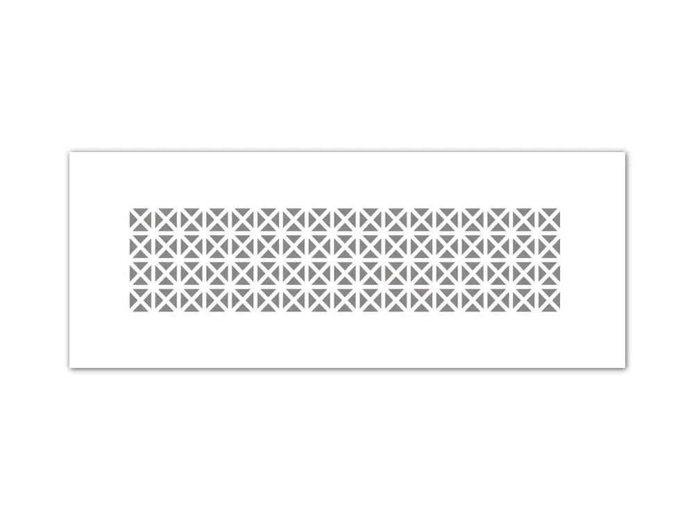 Weißes Designgitter mit geometrischem Muster von Fränkische, angeordnet in mehreren Reihen, vor einem neutralen Hintergrund.